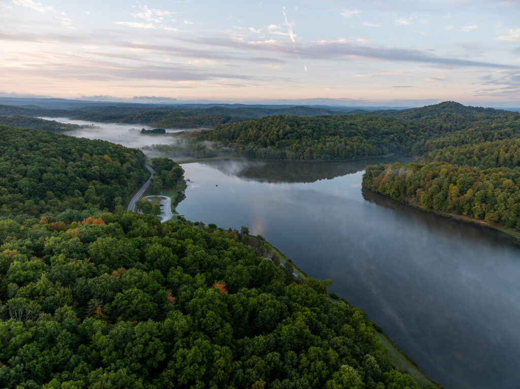 Ariel view of Cowen, West Virginia's RIvers