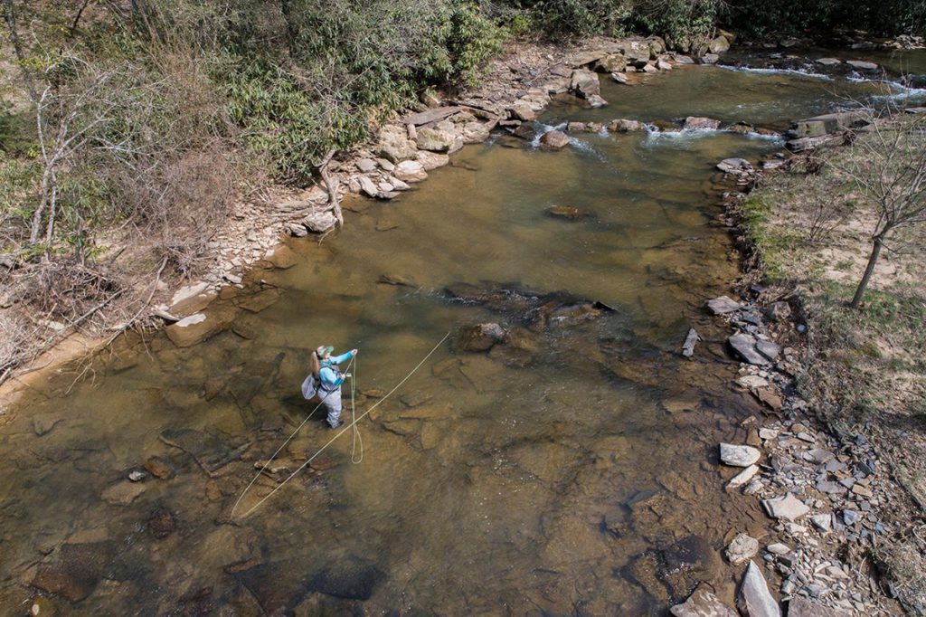 Fly fishing along the Cherry River in Richwood